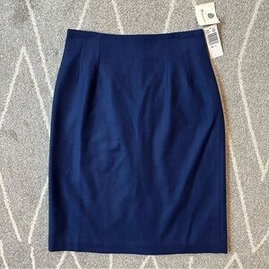 Savannah Navy Blue Woolmark Pencil Skirt NWT